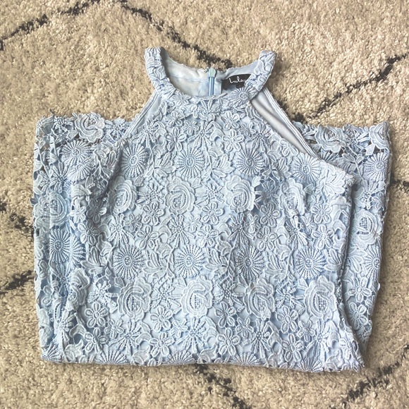 Lulus Love Poem Light Blue Lace Mini Dress - Picture 6 of 6